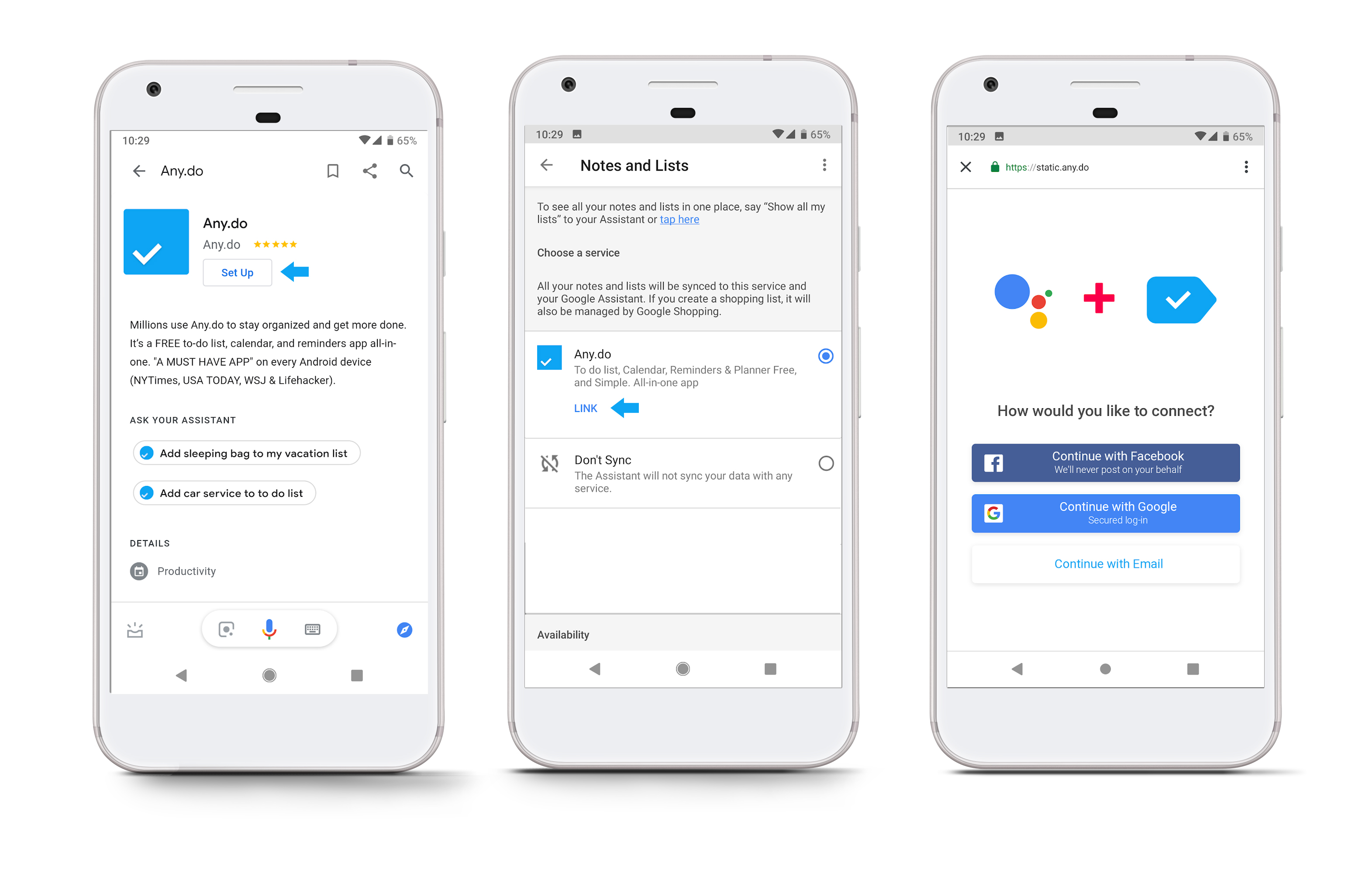 Connecting Google Assistant and Any.do