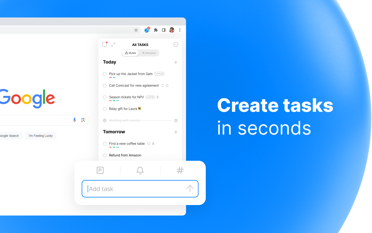 Create tasks in seconds
