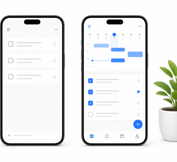 Apple Reminders vs Any.do comparison showing simple built-in reminder app versus full-featured daily planner with calendar integration