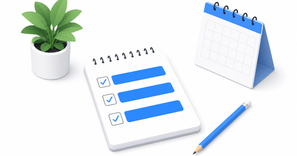 Notepad with three highlighted Most Important Tasks representing the MIT productivity method for daily planning