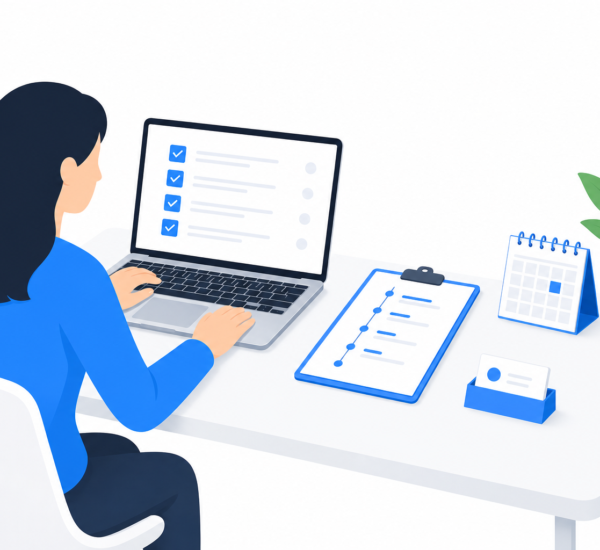 Event planner managing timelines, vendor tasks, and checklists with a task management app