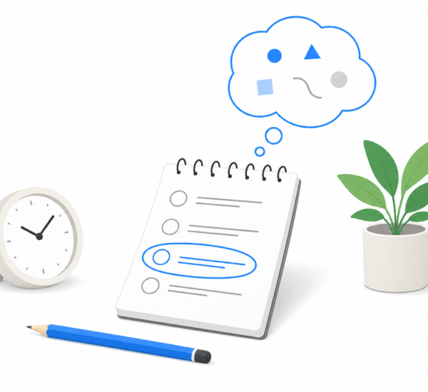 Notepad with an incomplete task and a thought bubble, representing the Zeigarnik Effect where unfinished tasks stay in your mind